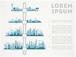Abstract stylish cityscape infographics. Infographics elements collection with town, city, farm and industrial districts