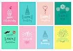 Celebration, birthday, Valentine's day card, set of vector graphic design elements