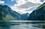 Scenic view of Geiranger fjord, popular Norway sea cruise point.