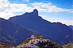 Tejeda with Roque Nublo in the background, Gran Canaria, Canary Islands, Spain, Atlantic Ocean, Europe