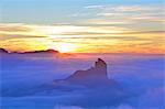 Sunset over Roque Bentayga, Gran Canaria, Canary Islands, Spain, Atlantic Ocean, Europe