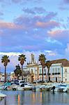 View of Arco da Vila across The Harbour, Faro, Eastern Algarve, Algarve, Portugal, Europe