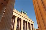 Brandenburg Gate (Brandenburger Tor) at sunrise, Quadriga, Berlin Mitte, Berlin, Germany, Europe