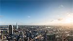 A view of London with 20 Fenchurch Street (The Walkie Talkie) and The Shard most prominent from the rooftop of Tower 42 in the City of London, London, England, United Kingdom, Europe