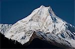 At 8156m, Manaslu is the eighth highest mountain in the world, and a magnificent sight, Nepal, Himalayas, Asia