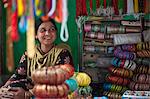 A bangle stall in Patan, an historical part of Kathmandu, Nepal, Asia