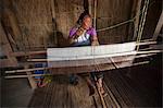 Weaving a Punin on a traditional hand loom, Assam, India, Asia