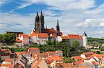 View of Cathedral and Albrechtsburg, Meissen, Saxony, Germany, Europe