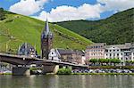 River Moselle and St Michael's Church, Bernkastel-Kues, Rhineland-Palatinate, Germany, Europe