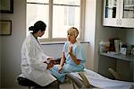 Female doctor consulting with a patient after a medical examination in her office.