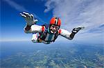 Aerial shot of man skydiving