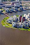 Aerial view of apartment buildings