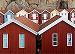 Densely built-up wooden houses, Sweden.