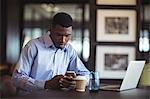 Businessman using mobile phone in office