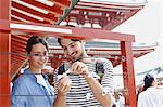 Caucasian couple enjoying sightseeing in Tokyo, Japan