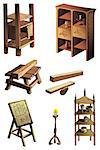 Furniture of different ages and styles, vector illustration