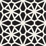 Vector Seamless Black and White Mosaic Lace Pattern. Abstract Geometric Background Design