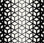Vector Seamless Black And White Triangle Rhombus Cube Halftone Pattern Background