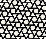 Vector Seamless Black  White Rounded Triangles And Hexagonal Circles Pattern Background