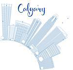 Outline Calgary Skyline with Blue Buildings and Copy Space. Vector Illustration. Business travel and tourism concept with place for text. Image for presentation, banner, placard and web site.