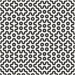 Vector Seamless Black And White Rounded Geometric Lines and Dots Pattern Abstract Background