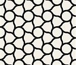 Vector Seamless Black White Circles And Rounded Lines Tiling Pattern Simple Background