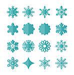 Vector set of snowflakes in a flat style