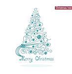 Vector elegance stylized Christmas tree. Line and circles design
