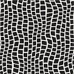 Vector Seamless Black And White Distorted Pavement Pattern. Abstract Freehand Background Design