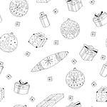 Christmas gifts seamless pattern in doodle style.Hand drawn vector illustration.