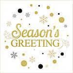 Vector gold seasons greetings card design.Vintage card for holidays.
