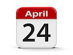 Calendar web button - Twenty Fourth of April - International Day of Youth Solidarity, three-dimensional rendering