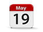 Calendar web button - The Nineteenth of May, three-dimensional rendering, 3D illustration