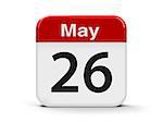 Calendar web button - The Twenty Sixth of May, three-dimensional rendering, 3D illustration
