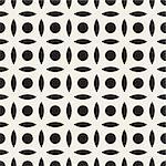 Vector Seamless Black And White Simple Circle Arc Square Pattern Abstract Background