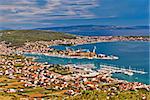 Trogir shipyard and Ciovo island aerial view, Dalmatia, Croatia