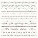 Collection of Tileable Black Outlined Hand Drawn Vintage Seamless Line Borders, Dividers. Design Elements. Vector Illustration
