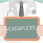 minimalistic illustration of a doctor holding a blackboard with Cataplexy text, eps10 vector