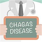 minimalistic illustration of a doctor holding a blackboard with Chagas Disease text, eps10 vector