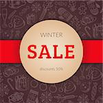 Banner design for winter holidays discounts and special offers. Convenient vector illustration