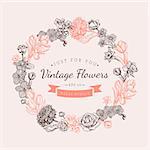 Design for vintage card or invitation. Vector template.