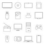 Icons digital devices of thin lines isolated on white background, vector illustration.