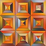 Raster Gradient  Geometric Tiling Pavement in Orange Shades Abstract Background