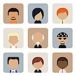 Retro Avatars Icons Set in Flat Style