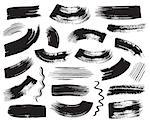 Black grunge vector art brush strokes collection isolated