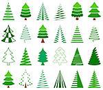 Green vector abstract christmas tree icons collection isolated