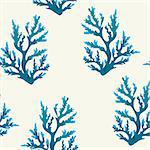 Seamless underwater pattern with blue corals. Vector sea wallpaper.