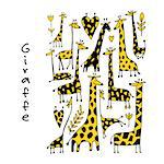 Giraffes collection, sketch for your design. Vector illustration