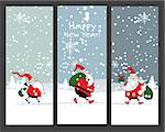 Christmas banners design with Santa Claus. Vector illustration