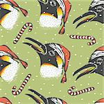 Penguin vector illustration. Illustration of cute antarctic penguin. Christmas Penguin vector in Santa hat